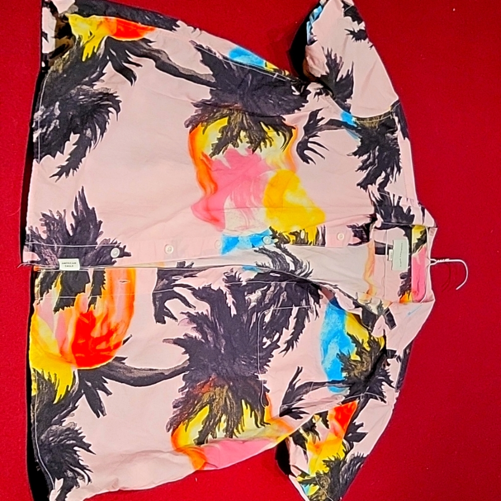 American Eagle pink sunset Short sleeve button up